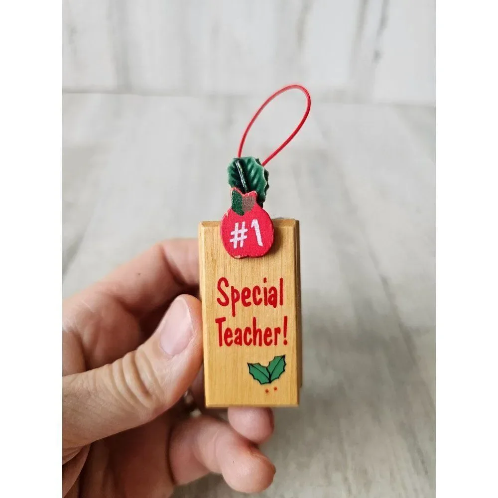 Vintage wooden teacher eraser ornament mini number one‎ special Xmas tree
